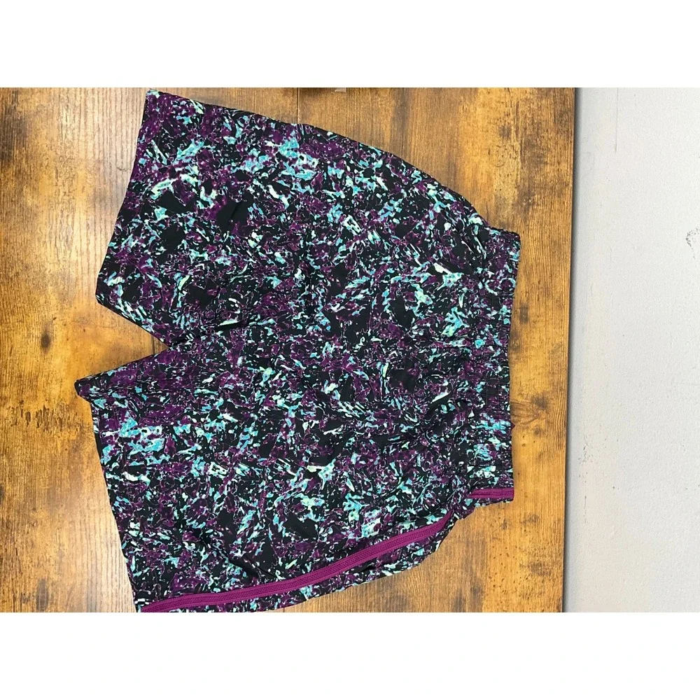 Nike‎ Dri-FIT Running Shorts Purple Aqua Abstract Print Teen's Size L Thailand